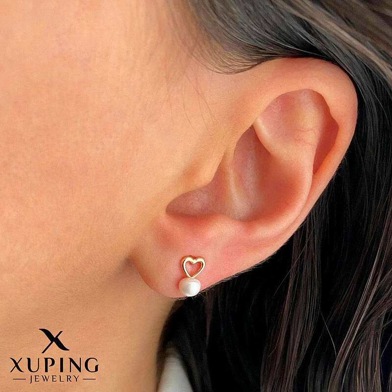 گوشواره سوزنی قلب و مروارید ژوپینگ